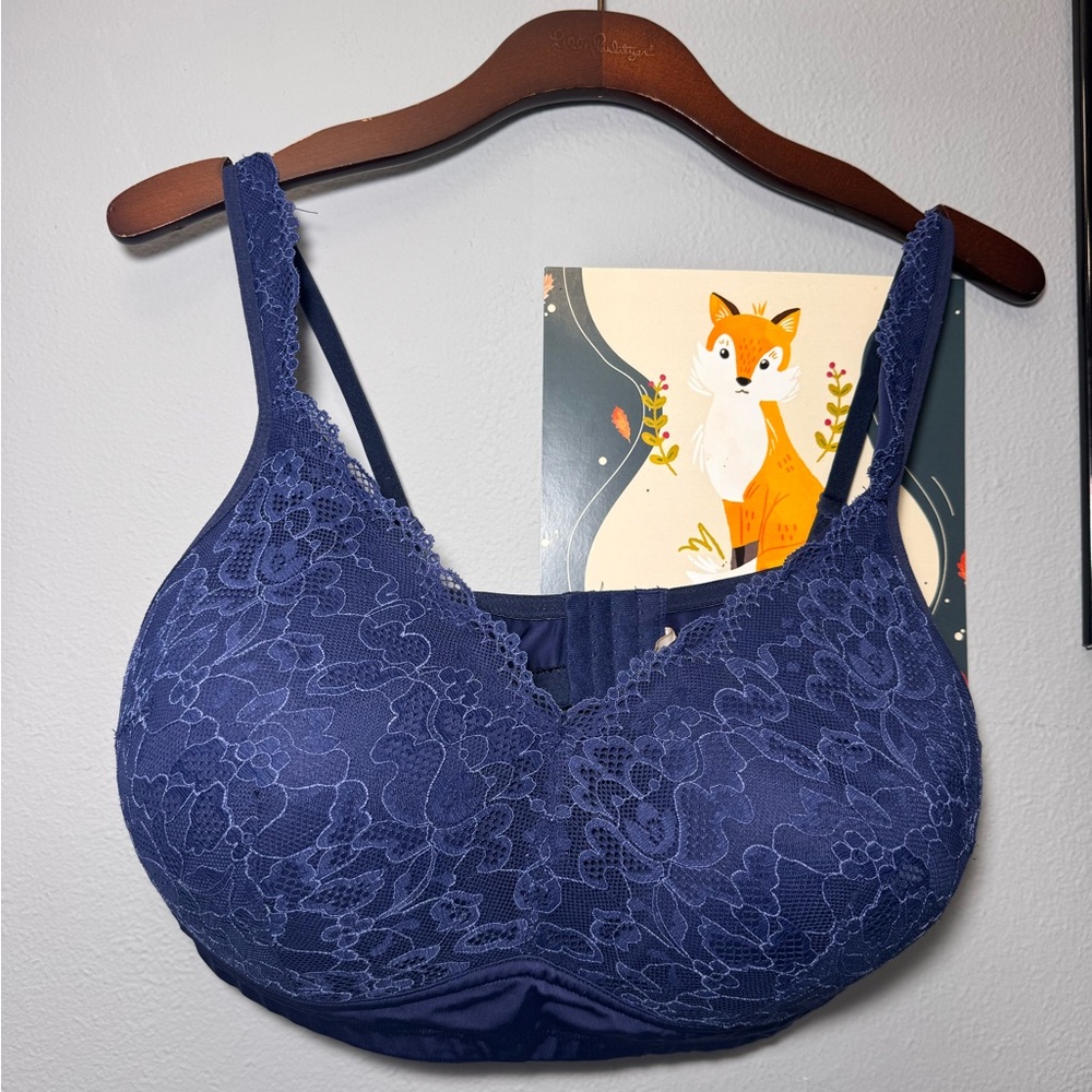 Rhonda Shear lace Full Coverage wireless & Lined Bra, Women's S 1X/EG , Navy